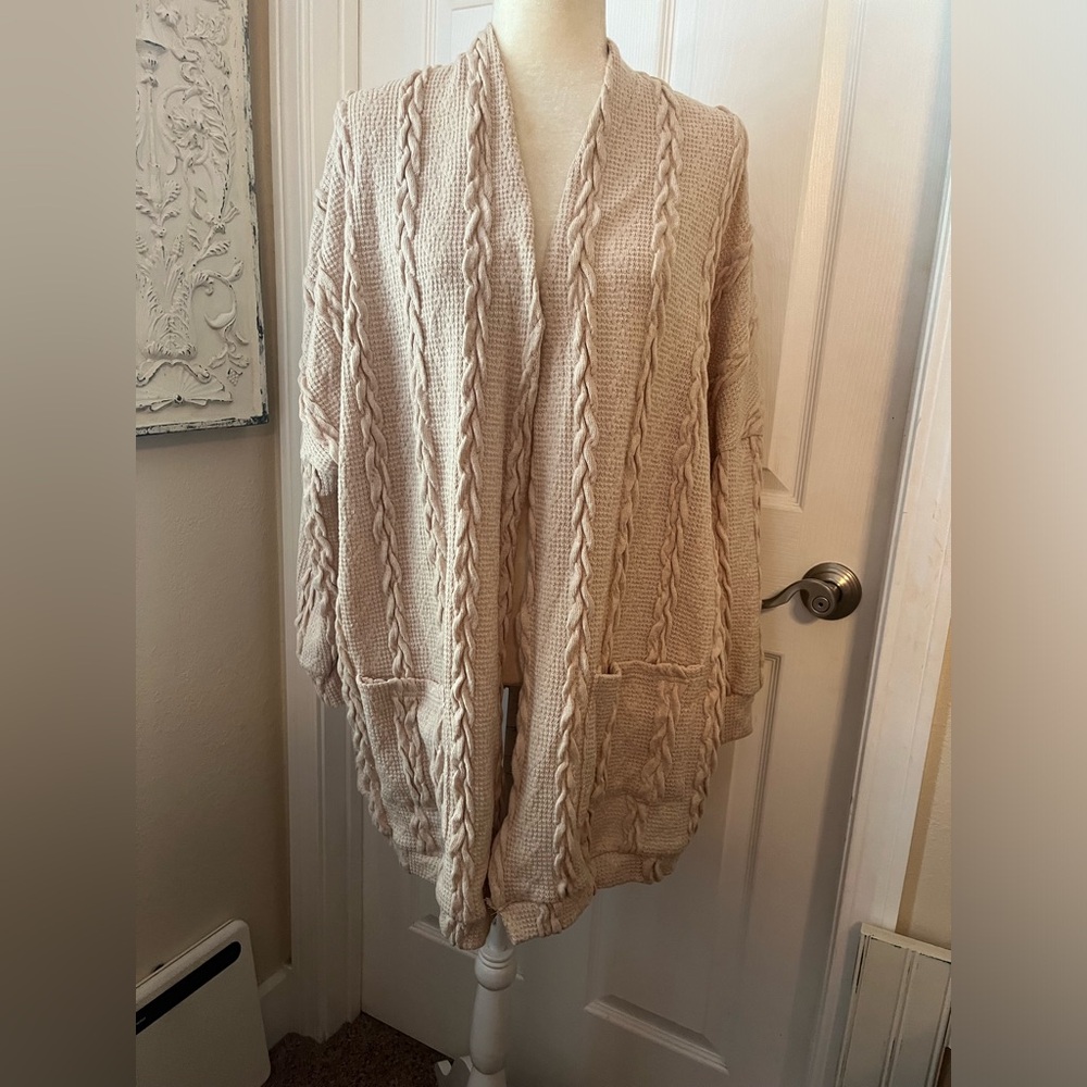 Simple  1X Oversized Ecru Cardigan